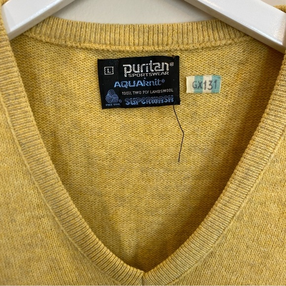 Vintage Puritan Sportswear Vest 100% 2 Ply Lambswools Aqua knit Superwash Large - Picture 2 of 4